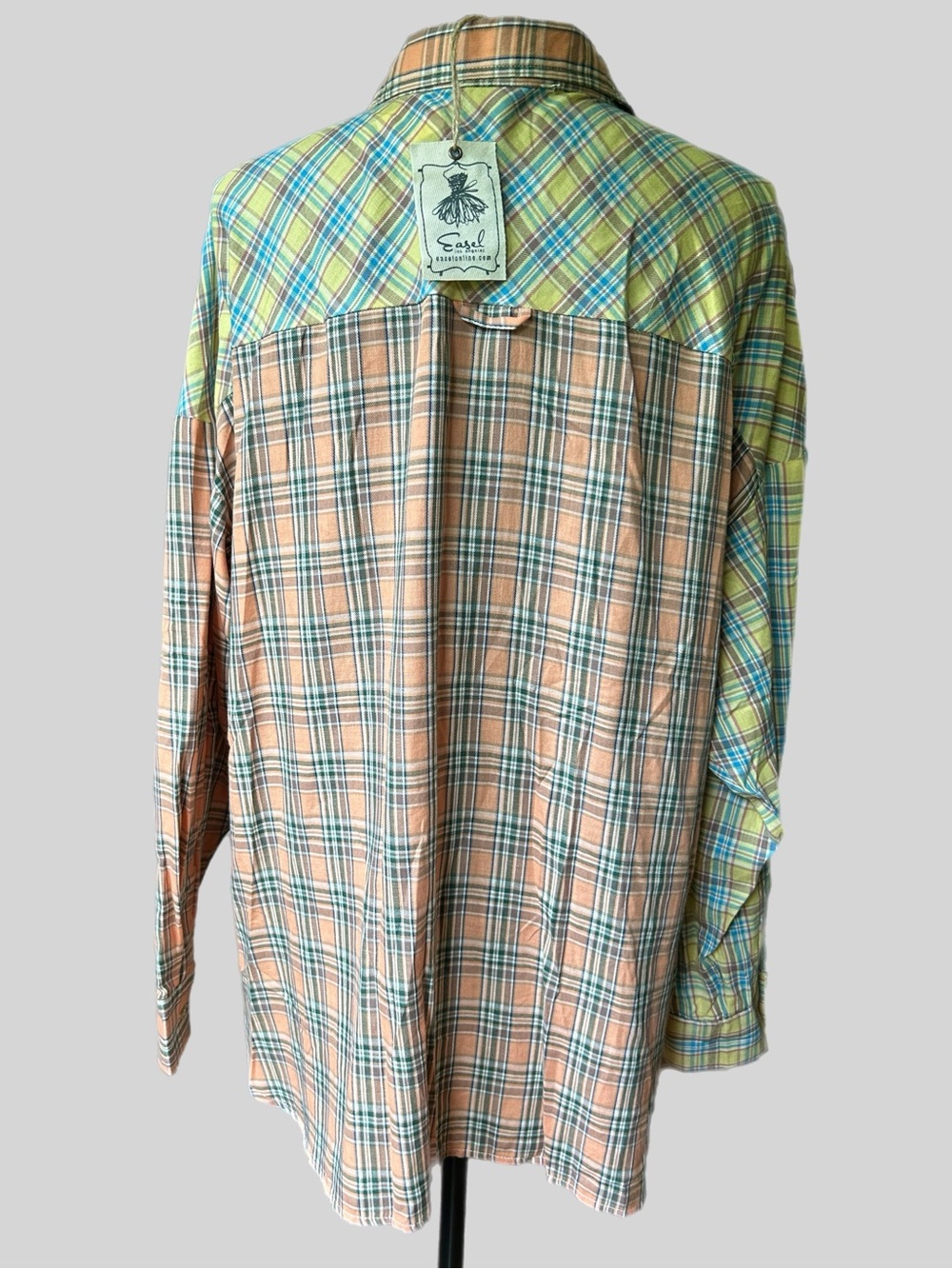 Easel patchwork plaid button up shirt - Picture 6 of 7